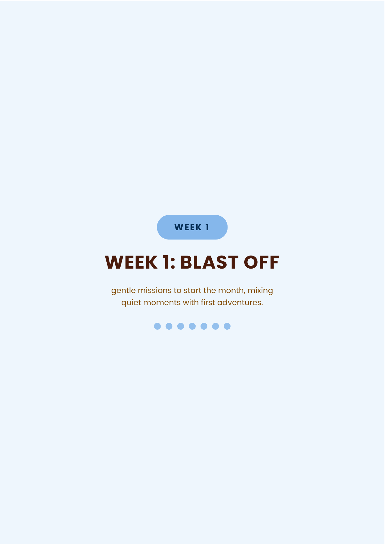 A week divider page from the activity book